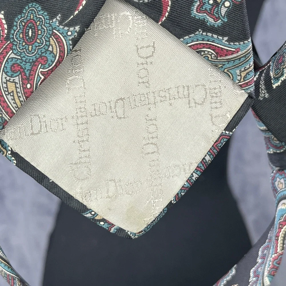 Christian Dior Silk Necktie Paisley Fabric Woven in Italy Made in USA‎